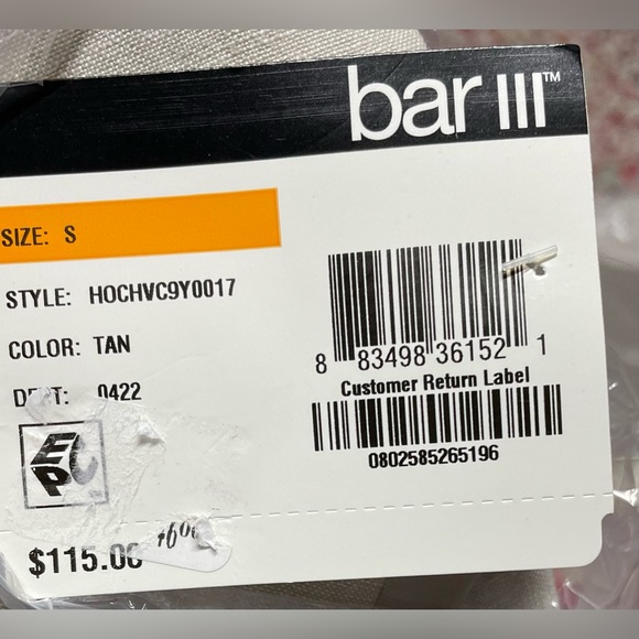 Bar III Men's Slim Fit Tan Linen Suit Vest Small Brand New - Picture 7 of 7